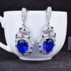 Women Jewelry Set Royal Blue Sapphire Emerald Panther Luxury Full Diamond Panther Head Necklace Open Ring