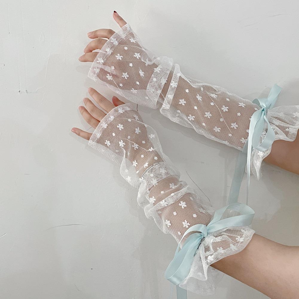 Bow Knot Lolita Arm Sleeve Lace Wrist Cuffs Versatile Fake Sleeves Cuffs Stage Performance