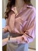 Женская розовая шифоновая французская рубашка с длинным рукавом — популярная мода весны/осени в больших размерах