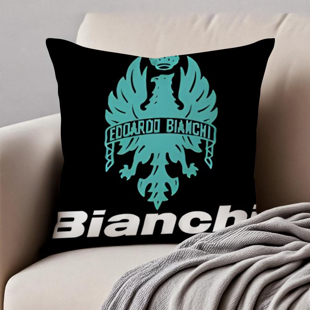 Luxury BBianchi Logo Cushion Cover Pillowcase Antidustmite Invisible Zipper Short Plush Sofa Cushion