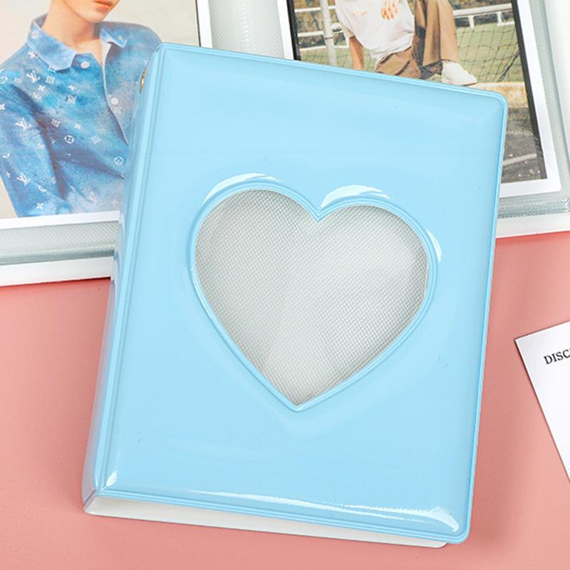 Solid Color 3-inch Photo Album Album Love Hollow Photocard Holder With Heart Pendant Kpop Idol Cards Collect Book Polaroid Album