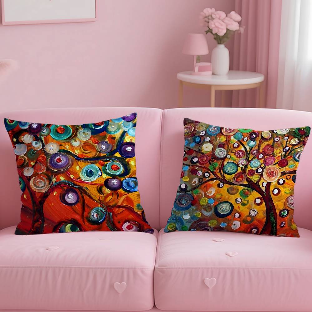 Colored Tree Pillow Case Pattern Printing Pillowcase Living Room Sofa Cushion Cover Bedroom Room Decor