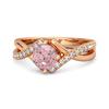 Pink Topaz Split Band Crossover Pavé Ring - Sterling Silver Rose Gold Vermeil
