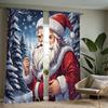 2pcs Set of Festive Christmas Curtains with Red Green Ornaments Digital Printed, Rod Pocket Design for Living Room Bedroom Decor