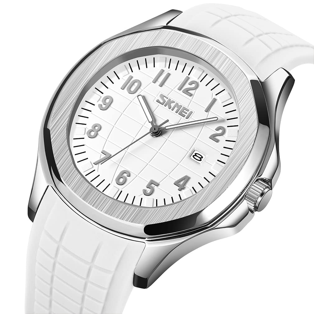 Силиконовые спортивные водонепроницаемые наручные часы стильные повседневные брендовые аналоговые часы для джентльмена большие арабские цифры легко читаемый циферблат дата флуоресцентная роскошь