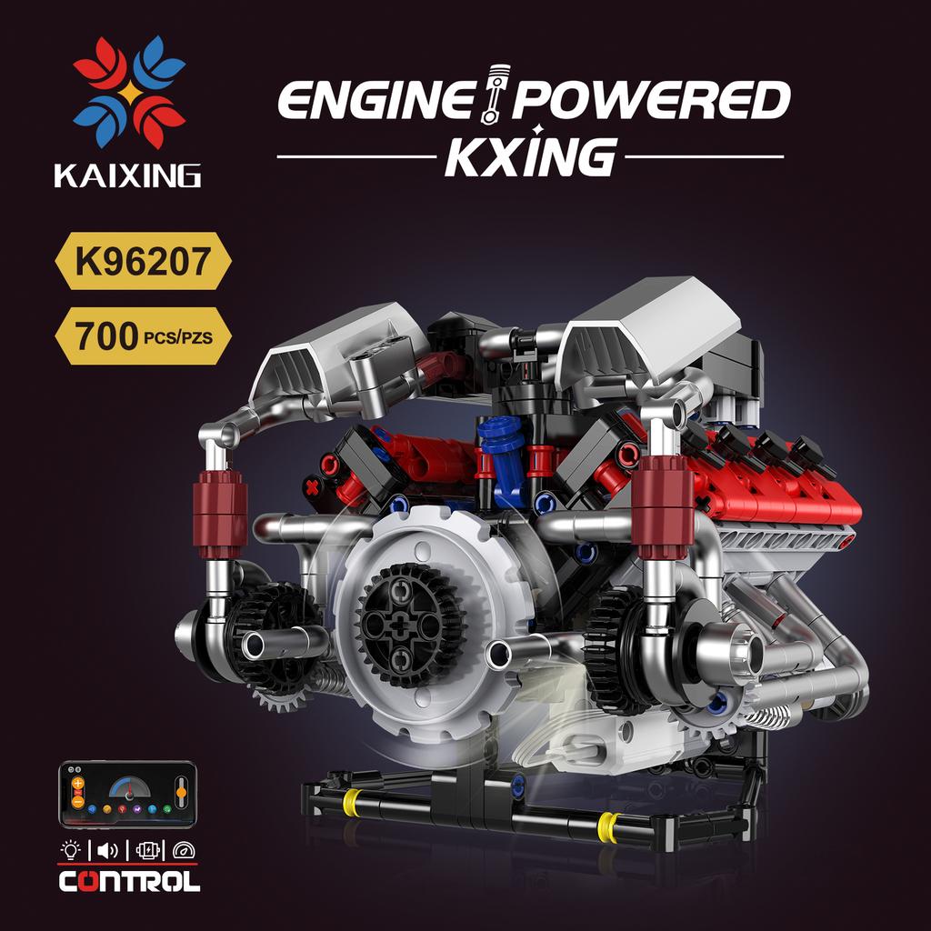 Конструктор Moc Электрический RC Новый Креативный Управление через Приложение Двигатель V8 Светодиодный Модель Строительные Блоки Детская Головоломка Игрушка Подарок на День Рождения