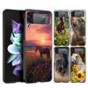 Роскошный Чехол Для Телефона Для Samsung Galaxy Z Flip 3 4 5 6 Жесткий Черный Складной ПК Для Samsung Z Flip3 Flip4 Flip5 Чехол Лошадь Животное