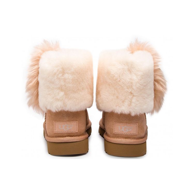 UGG Теплые, удобные, короткие, зимние сапоги из овчины в стиле ретро, женские сапоги цвета каштан 1101039-ARY