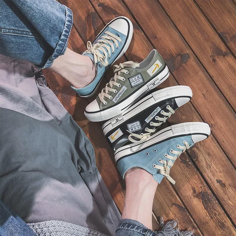 2024 Men's Korean Style Trendy Low-Top Canvas Shoes – Breathable, Casual, All-Match Sports Shoes for Students