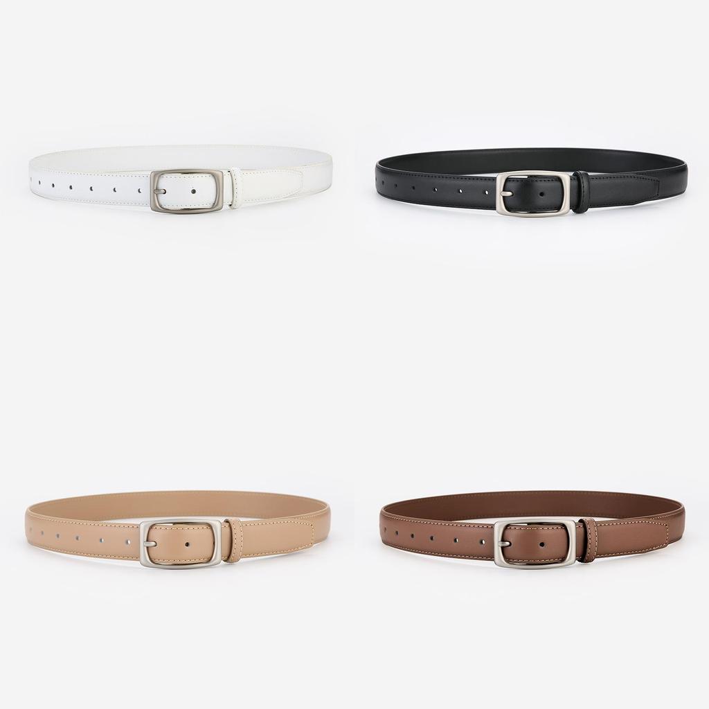 Minimalist Leather Belt For Women And Men With Alloy Buckle For Casual And Office Wear