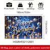 2D1 piece of blue and gold birthday banner for party decoration with the words "Happy Birthday" on it