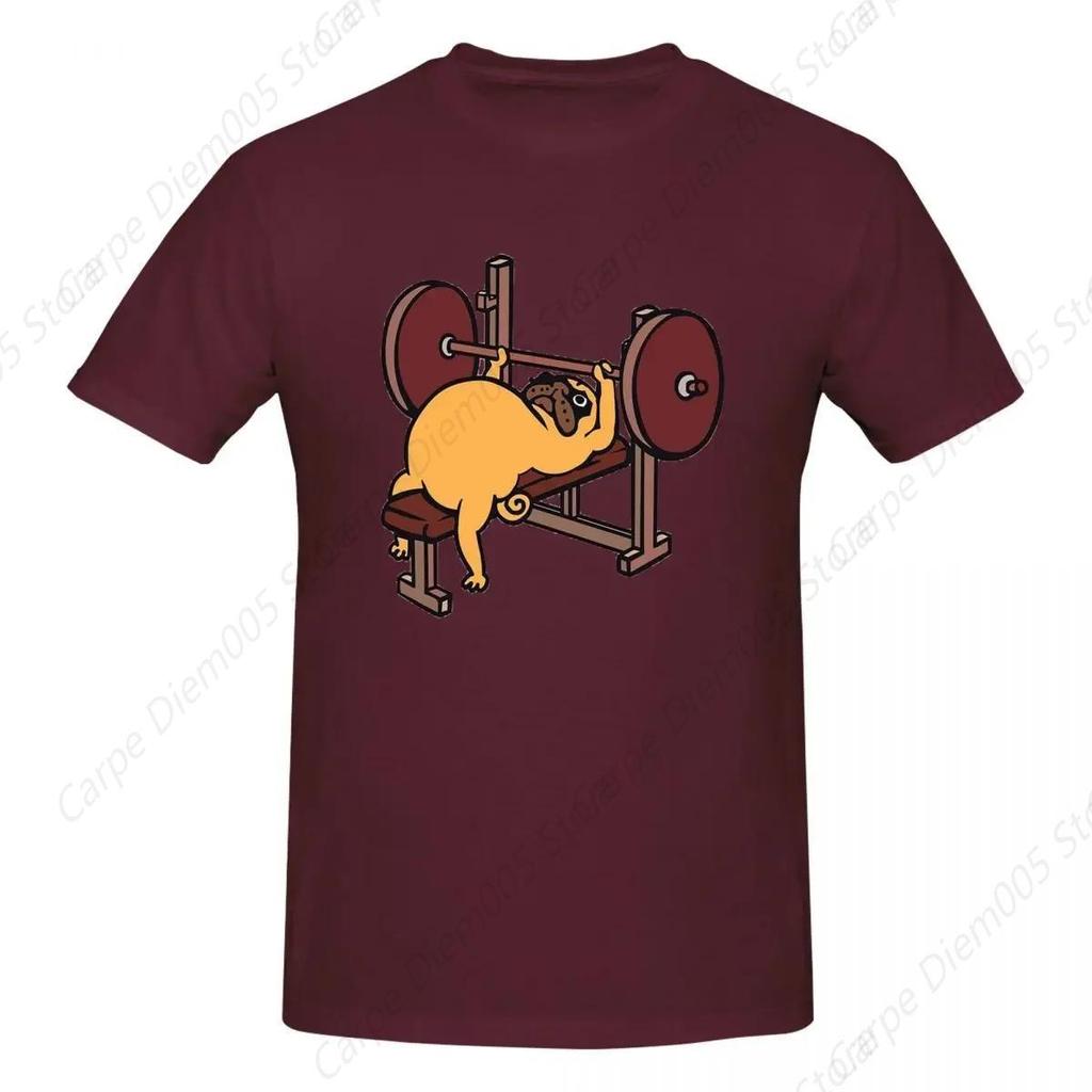Футболка Pug Bench Press из чистого хлопка, мужская, забавная, с круглым вырезом и коротким рукавом, S-5xl