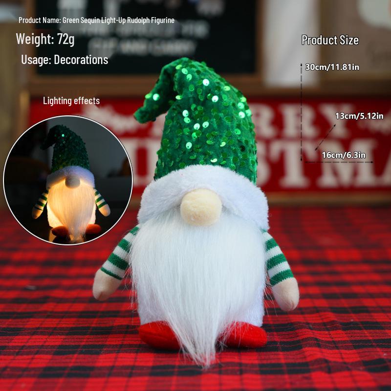 Светящийся гном с пайетками и Рудольф Рождественские украшения