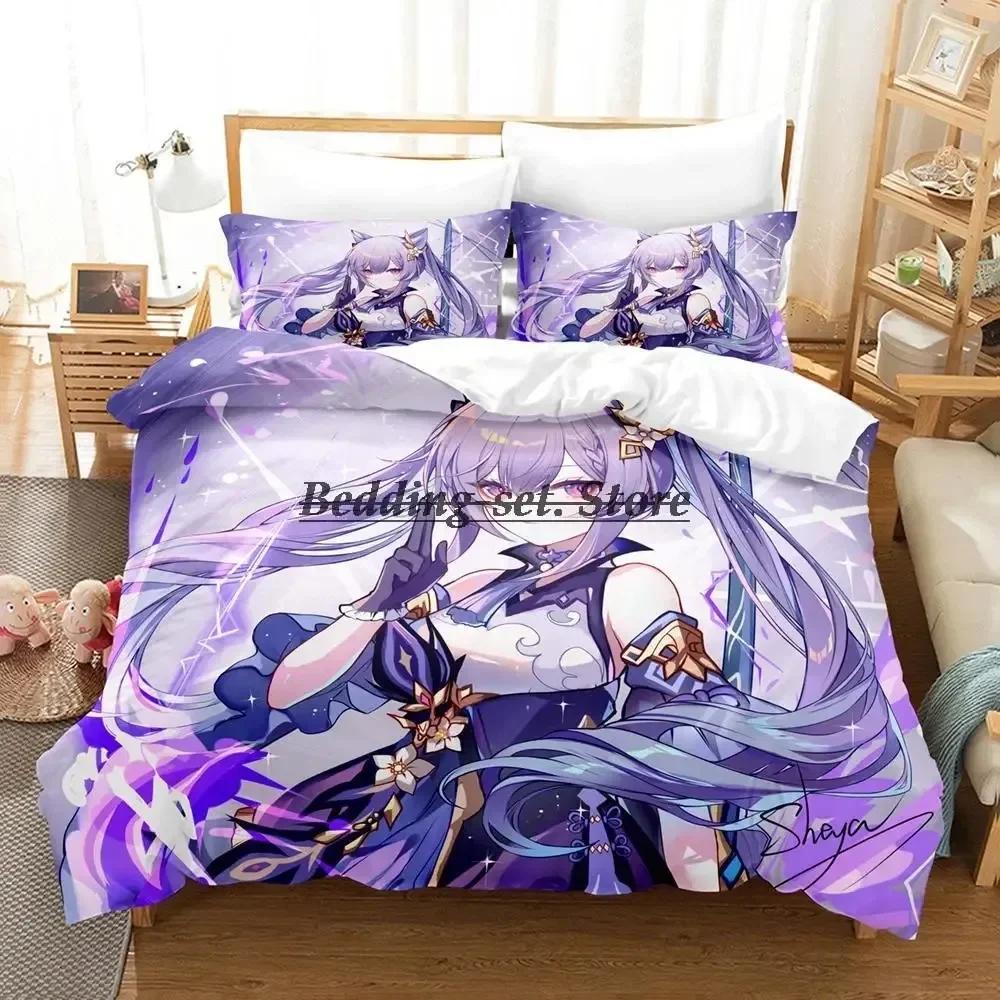 Genshin Impact Game Bedding Set Single Twin Full Queen King Size Bed Set Aldult Kid Bedroom Duvetcover Sets Anime Bed Sheet Set