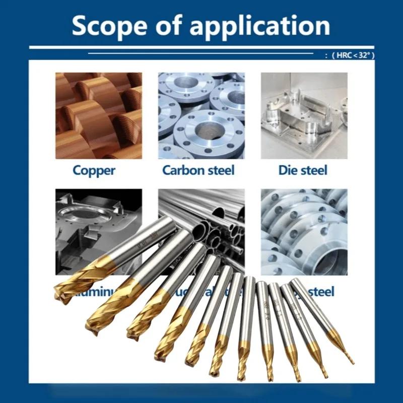 7 шт./11 шт. Фрезы 4-зубые с титановым покрытием HSS набор концевых фрез 1,5-10 мм фреза для ЧПУ для фрезерования дерева и стали