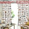 2D FLAT PRINTING 2pcs Curtains (Without Rod) Fishing Gear and Fish Popular Light Filtering Curtains Polyester Easy Install