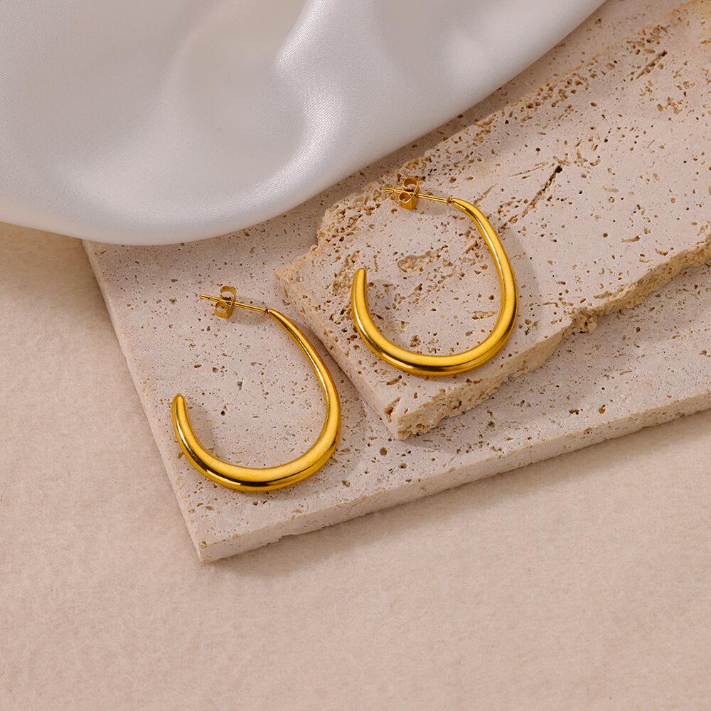 Изогнутые серьги-крючки из нержавеющей стали для женщин Корейские Минималистичные серьги-кольца Свадебные Водонепроницаемые Пирсинг Украшения для ушей Подарок 2024