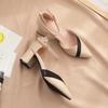 Spring and Summer Matching Color Pointy Mid-heel Fashion One-button Heels