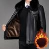 New Leather Jacket for Men with Velvet and Thickening for Middle-aged and Elderly Men with Fur Integrated Winter Daddy Lapel Warm Leather Jacket