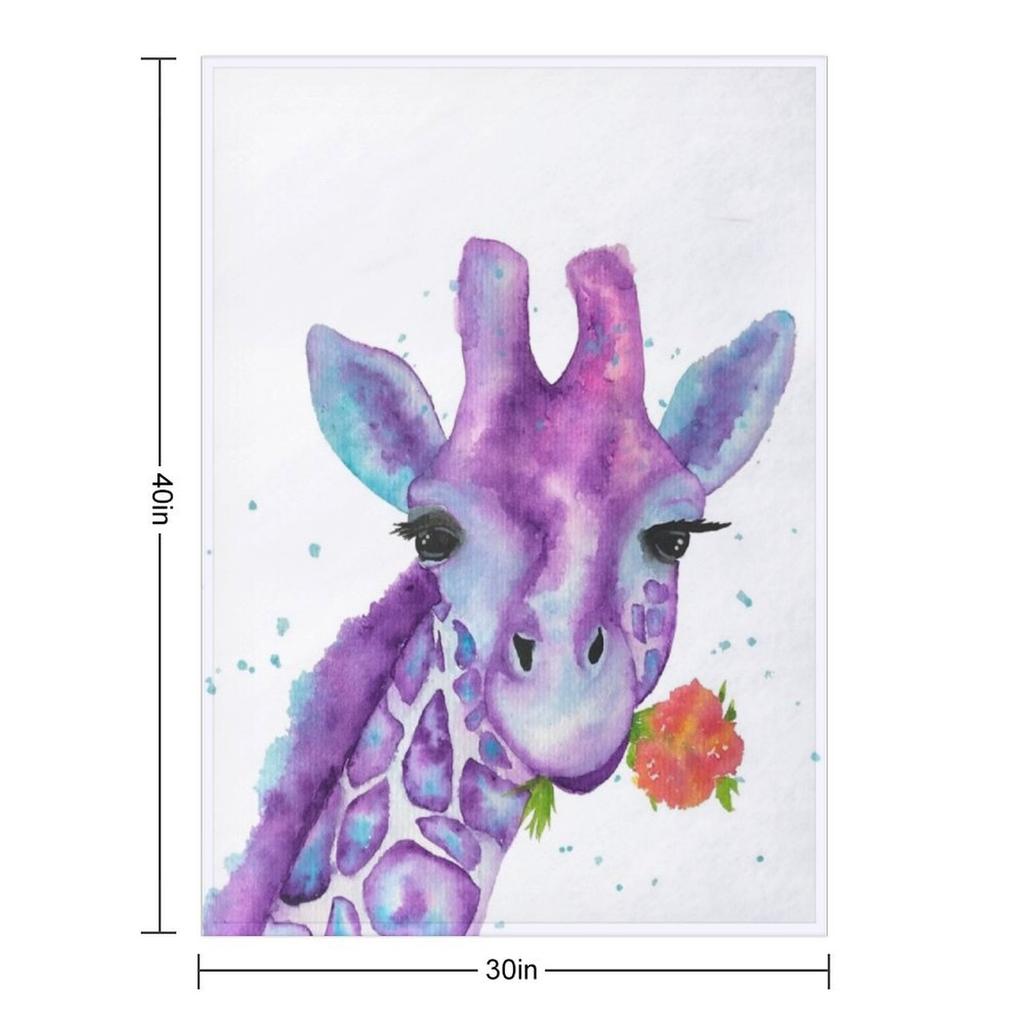 Zoya, the Purple Giraffe Watercolor Throw Blanket Retros bed plaid Hair Decoratives Blankets