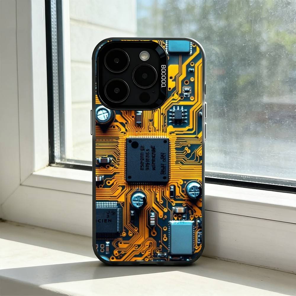 Чехол для телефона с изображением печатной платы Circuit B для iPhone 17,16,15,14,13,12,11 Plus,Pro Max,XS,Красочный Серебристый Черный Чехол