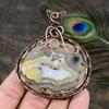White Condor Agate Handmade Copper Wire Wrap Jewelry Pendant 3.07 F7k53