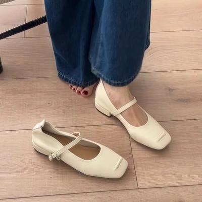 Версия из мягкой кожи~ Удобные туфли Мэри Джейн из мягкой кожи женские, с темпераментом, универсальные, повседневные, маленькие одинарные туфли на низком каблуке, маленькие кожаные ш
