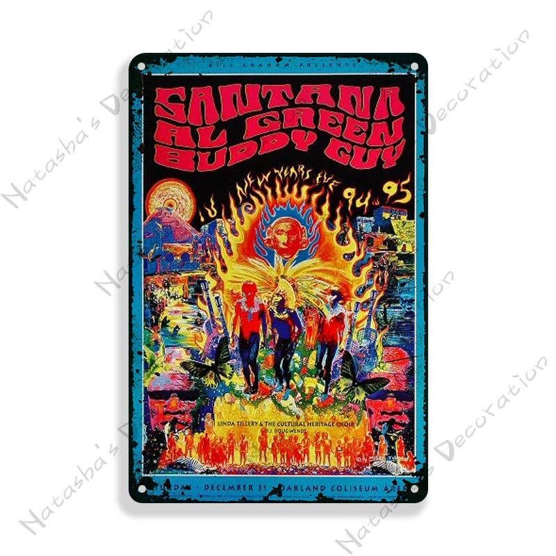 Rock Band Santana Decorative Plate Metal Poster Garage Club Metal Tin Sign Metal Plaque Wall Plate Man Cave Club Wall Decor