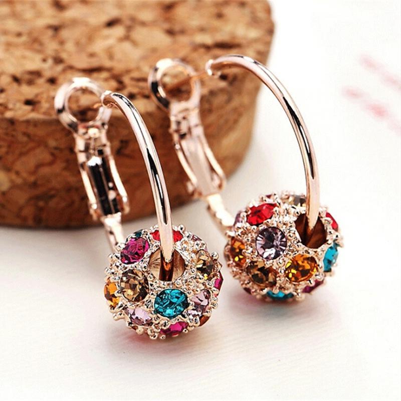 Women's Drop Earring Stud Ball Colorful Diamond Earrings Fashion Jewelry KTY