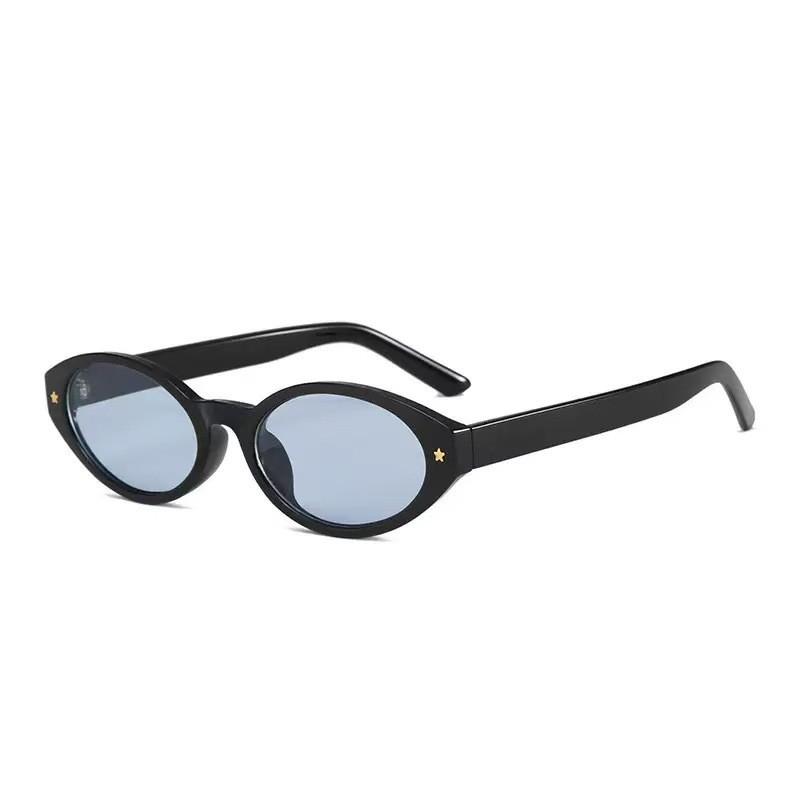 Vintage European Style Oval Cat Eye Sunglasses With Uv400 Protection For Fashionable Outdoor Wear