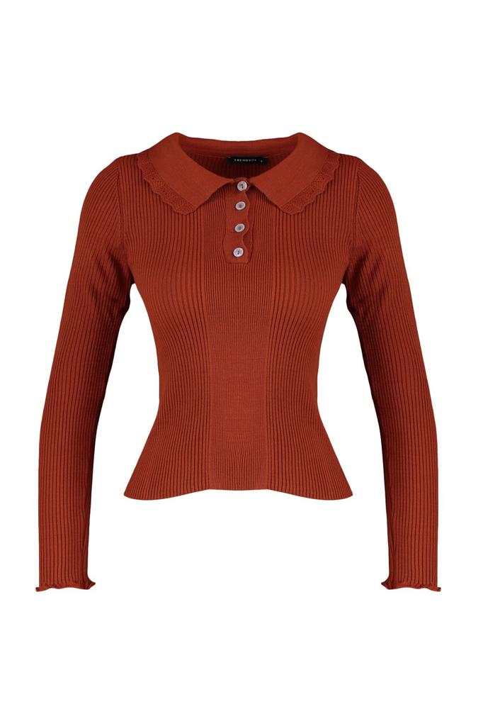 Женский модный новый свитер Изумрудно-зеленый трикотаж с вырезом поло