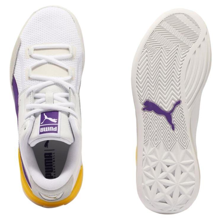 PUMA Clyde Hardwood Abrasion Resistant Breathable Low top Basketball Shoes Unisex White 193663-09