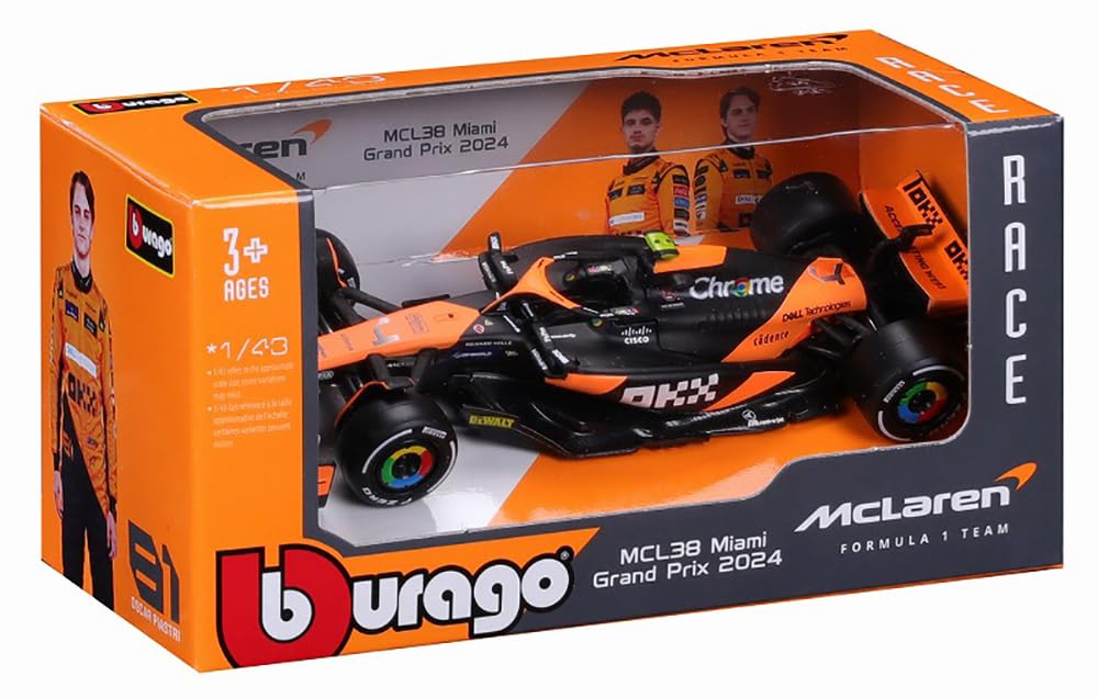 BURAGO 1/43 Scale Model McLaren F1 Team MCL38 (2024) No.4 L. Norris (Window Box) Finished Product BUR38214N