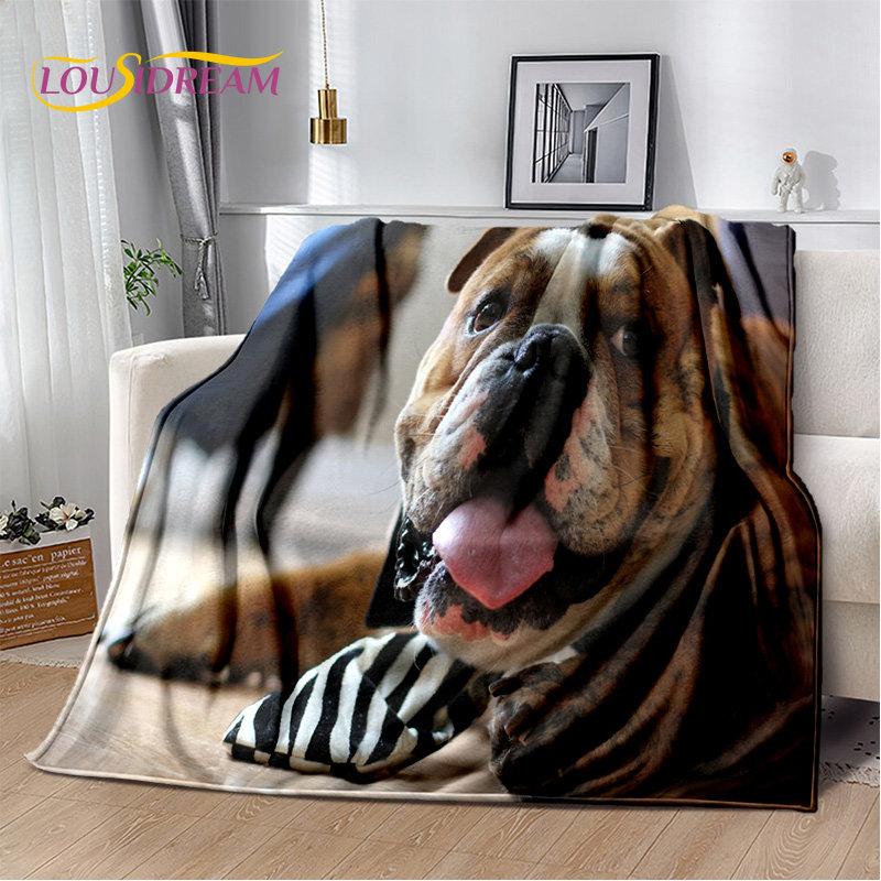 Cartoon French Pit Bull Dog Pet Soft Plush Blanket,Flannel Blanket Throw Blanket for Living Room Bedroom Bed Sofa Picnic Cover