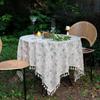 Retro Lilac Floral Lace Tablecloth Pastoral Style Small Fresh Coffee Table Rectangular Tablecloth