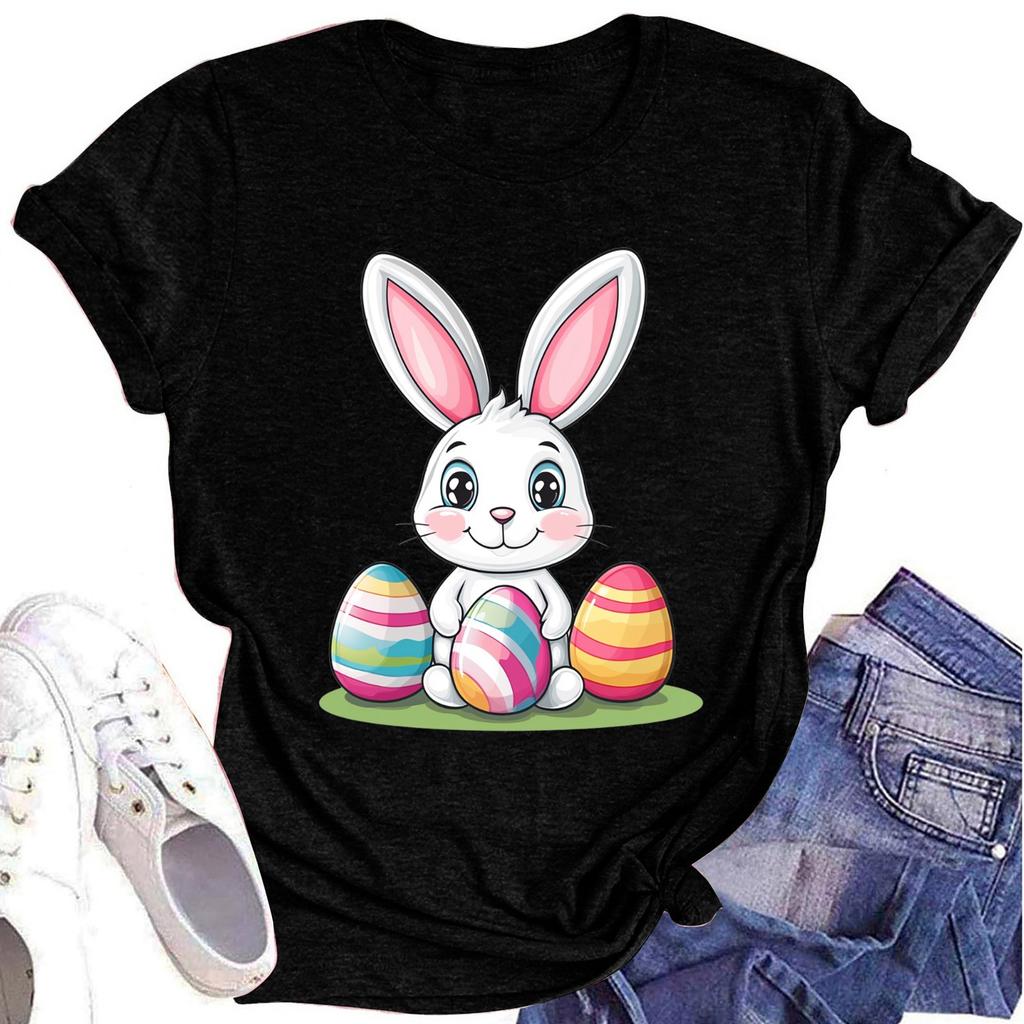 Women's Printed Round Neck Short-sleeved T-shirt Top