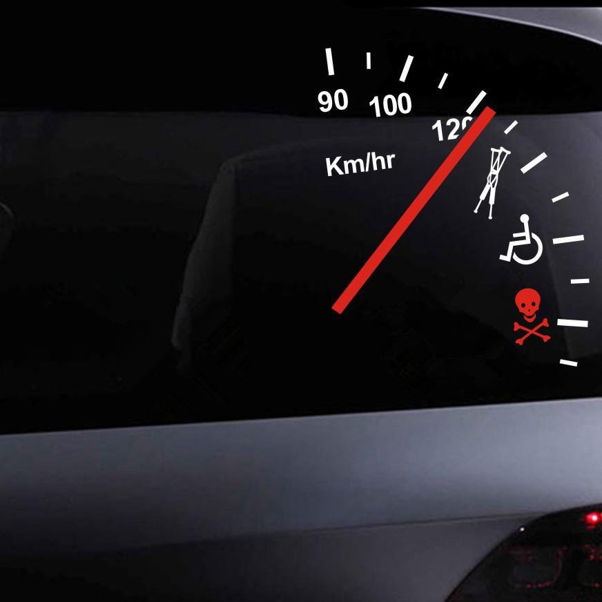 Speeding Safe Warning Funny Speedometer Cluster Vinyl Car Decal Bumper Sticker