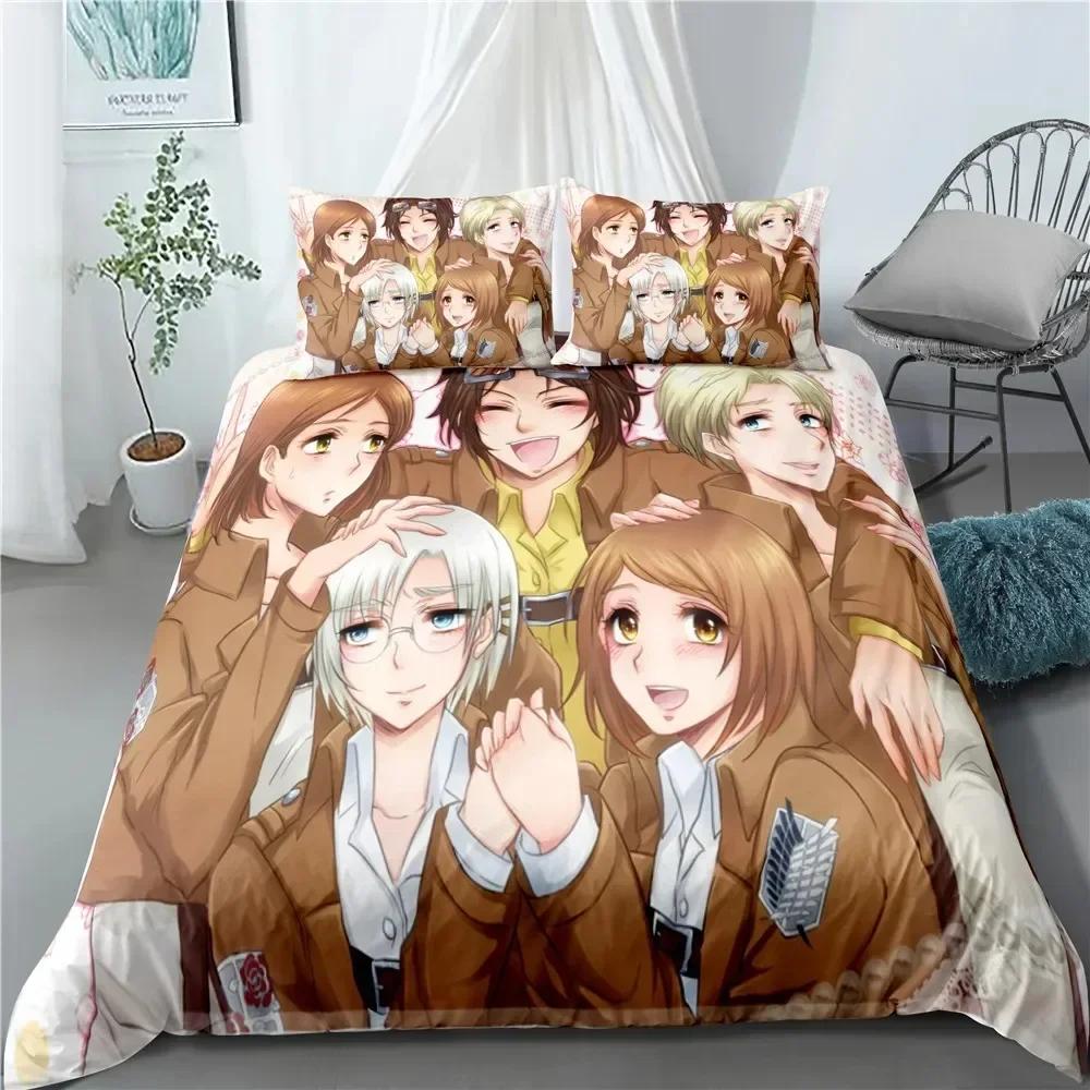 Fashion Anime Attack on Titan Home Textile Pillow Case Bed Linen Duvet Covers Kid Comforter Bedding Set Queen King Home Textiles