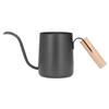 Черный нержавеющий чайник с длинным носиком для капельного заваривания, гусиная шея, кофейник для пуровера с деревянной ручкой 350 мл для дома