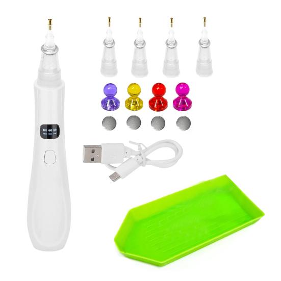 Беспроводная ручка для алмазной живописи Электрическая ручка для алмазной живописи с 4 сменными наконечниками Вакуумный инструмент для выкладки алмазов для DIY проектов алмазной живописи