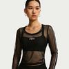 Nike T Shirts Women's Black Crew Neck Straight Fit