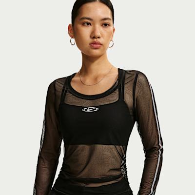 Nike T Shirts Women's Black Crew Neck Straight Fit