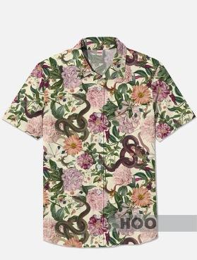 TEMU1116 European and American new fashion trend versatile men's Hawaiian shirt casual 1D printing short sleeve