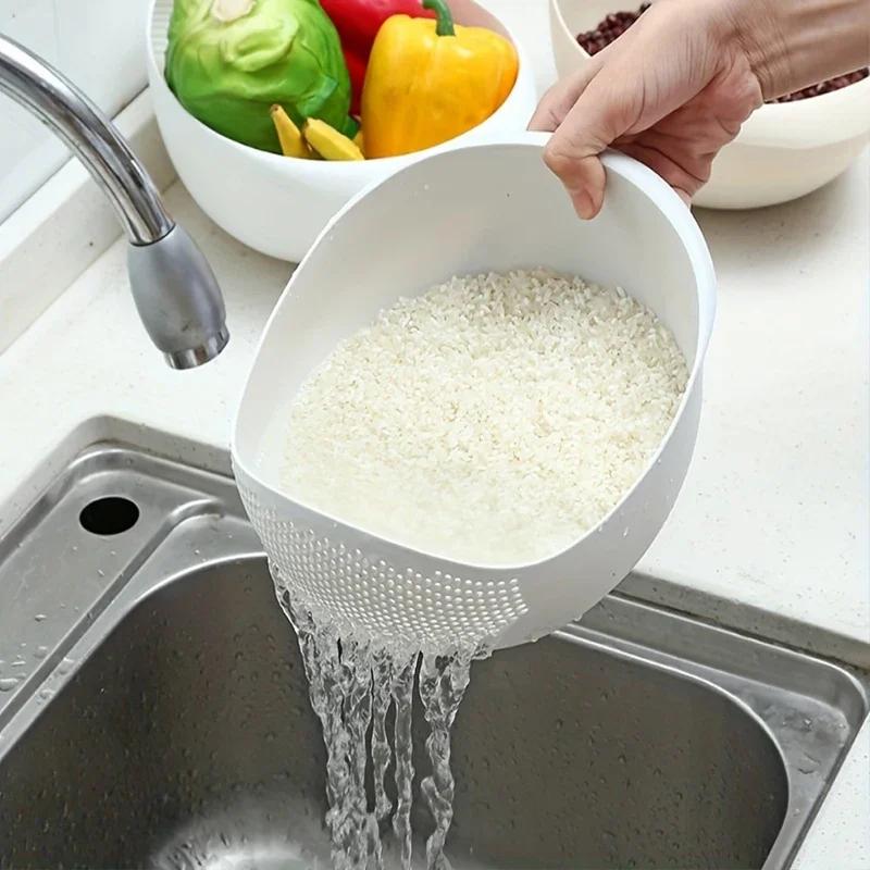 1pc-Rice Drain Basket Rice Filter Fruit and Vegetable Drain Sieve Kitchen Supplies Small Tools Multi-Purpose