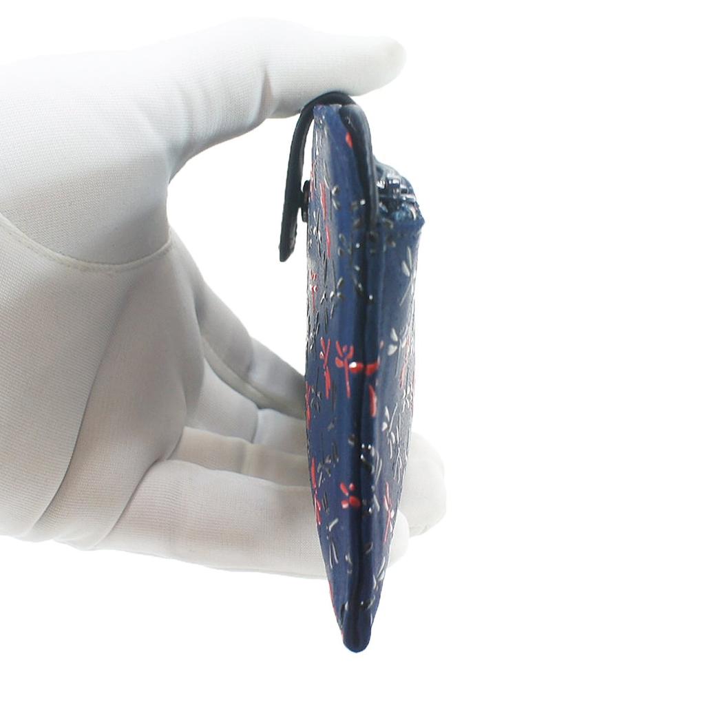 Inden длинный с монетой стрекоза темно-синий x черный красный лак 7512 [Indenya] кошелек, тонкий, кошелек, оленья кожа, нагоми, узор,