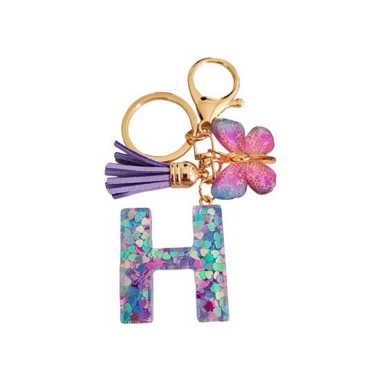 Butterfly Initial Letter Keychain Pendant Exquisite Practicality Backpack School Bag Decoration Purple Alphabet Keychain for Girls Women