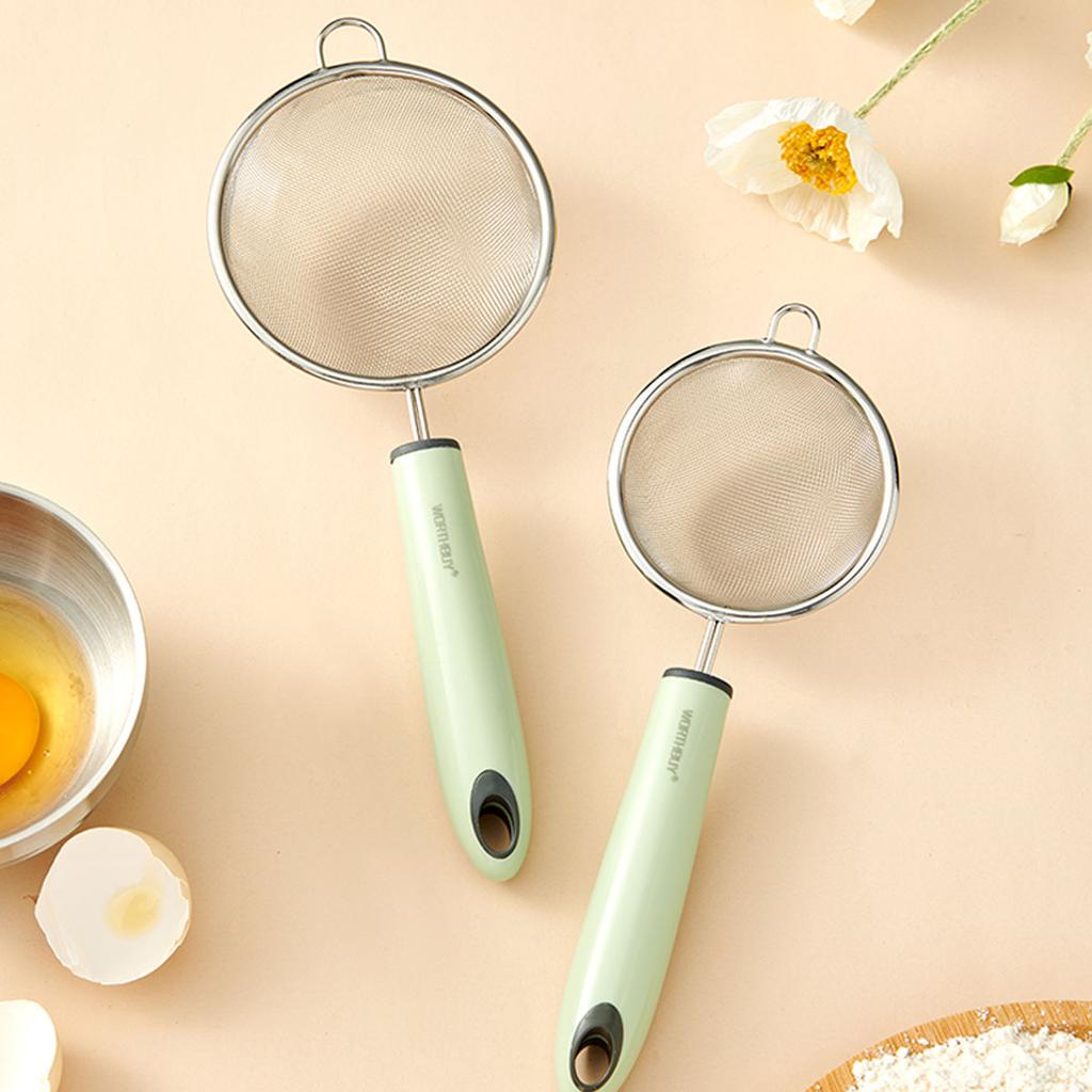 Сито для муки из нержавеющей стали 304 с пластиковой ручкой, сито с мелкой сеткой, ложка, фильтр для соевого молока и сока, кухонная утварь