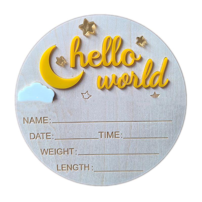 Деревянная табличка «Hello World Newborn», милая доска для объявлений о рождении ребенка