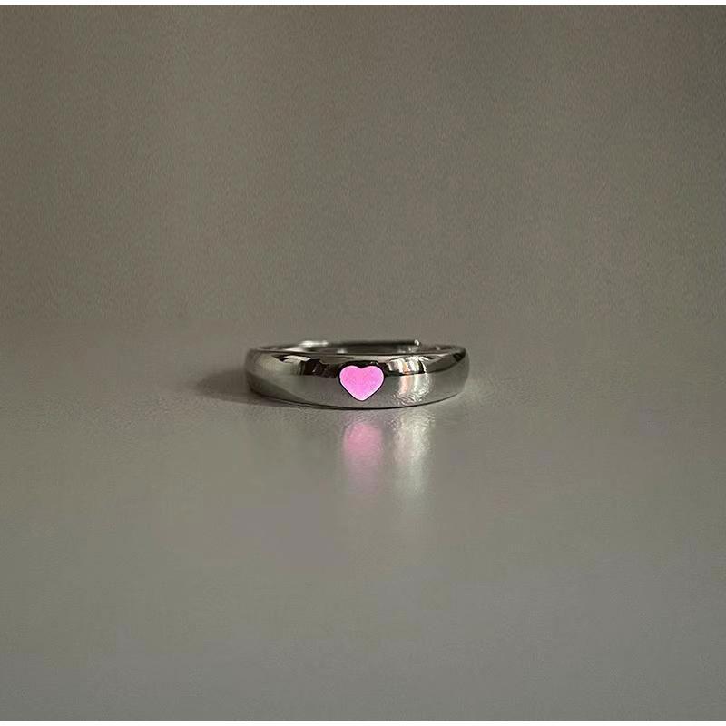 1 шт. светящееся кольцо в форме сердца любви светится в темноте модные регулируемые парные кольца серебряного цвета розового синего цвета ювелирные изделия подарок для любимого