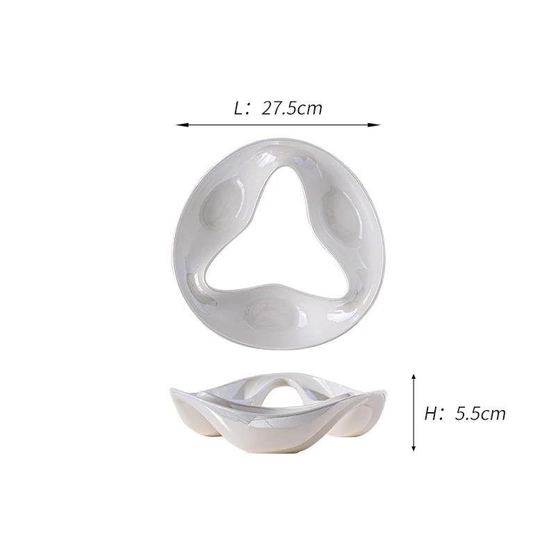 Однотонный круглый керамический поднос для фруктов, закусок, поднос для орехов, чайный столик, поднос для конфет, десертная тарелка, бытовые креативные подносы для хранения